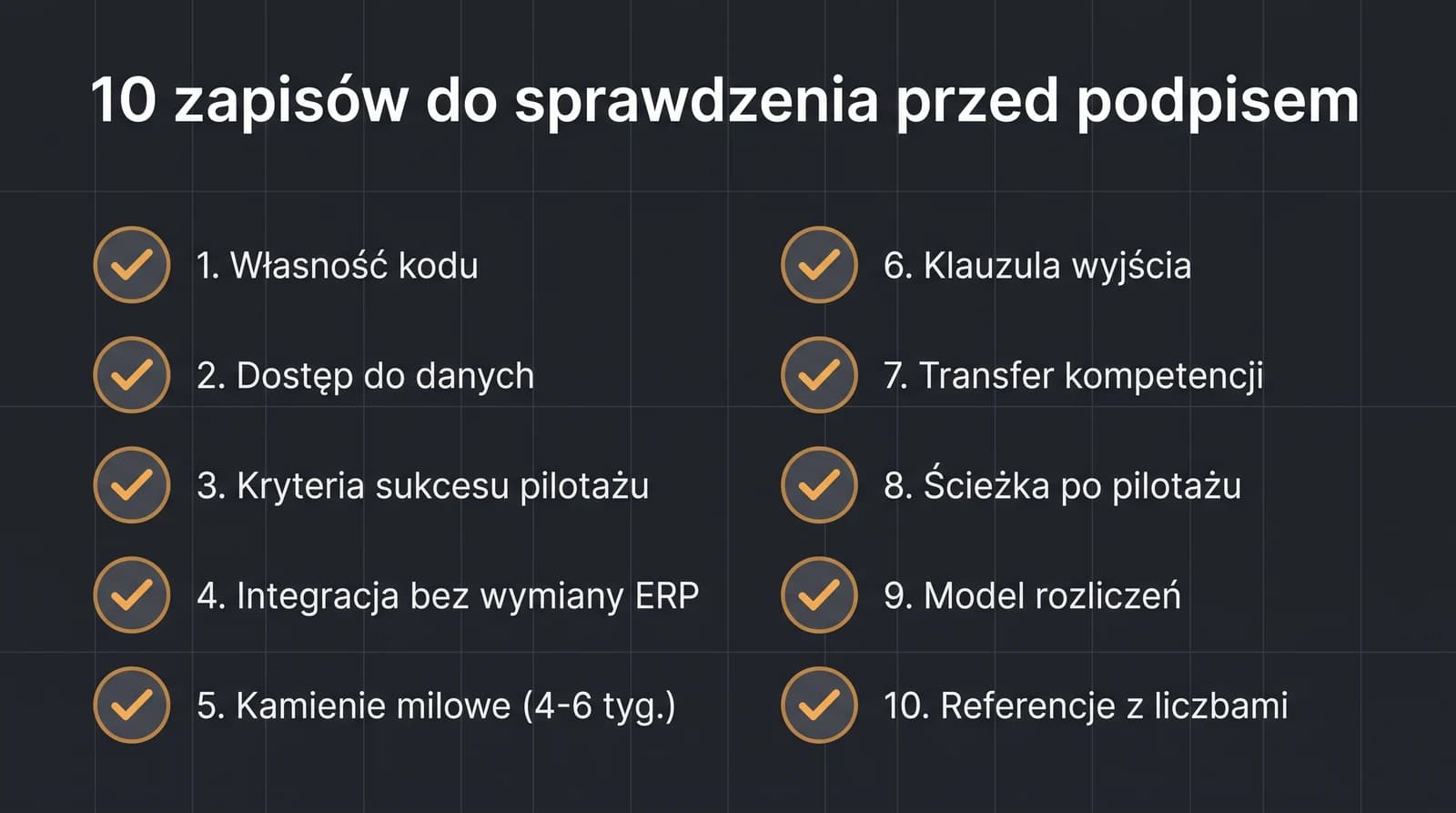 Checklista 10 zapisów do sprawdzenia w umowie z dostawcą AI przed podpisem